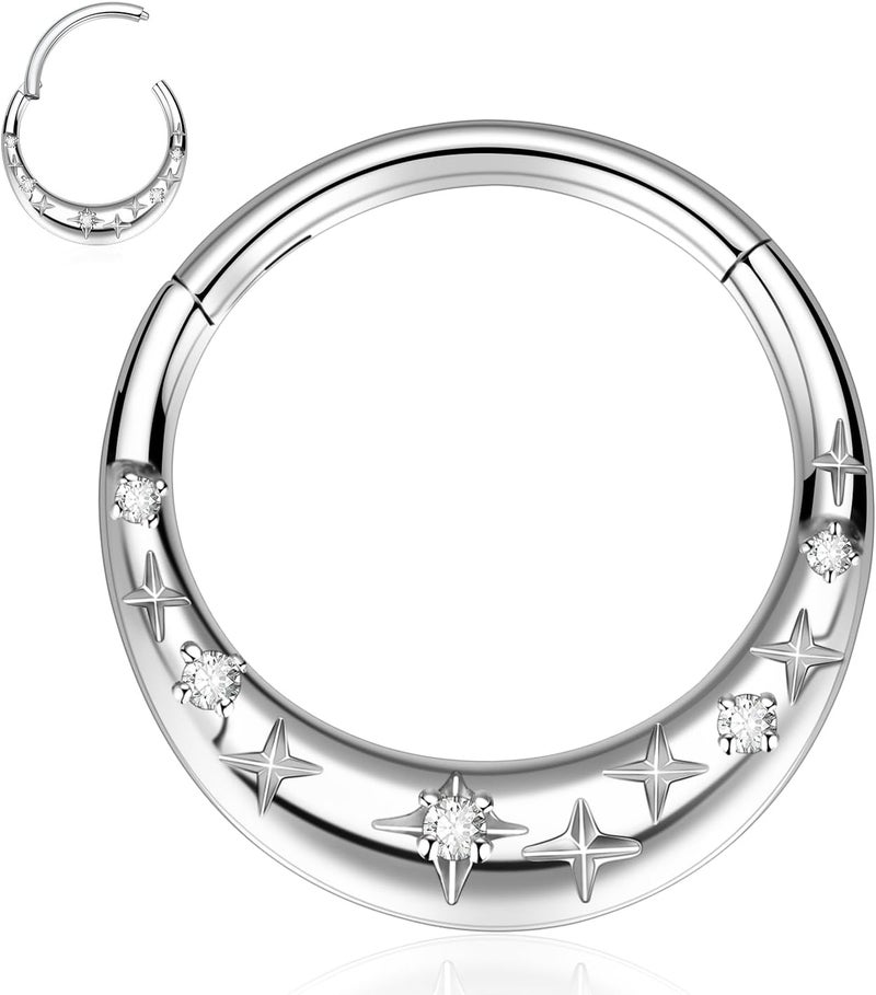 FUNLMO Store 316L Surgical Steel Septum Ring Nose Ring Hoop Hypoallergenic Daith Cartilage Conch Tragus Rook Earlobe Piercing Jewerly for Women Men - Image 1